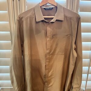 Arcteryx long sleeve, collared shirt in tan